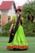 Parrot Green-Black Gamthi Work Chaniya Choli for Navratri - Image 3