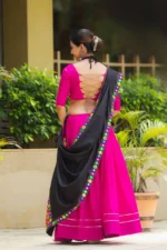 Rani Pink Chaniya Choli with Gota Lace & Black Dupatta - Image 9
