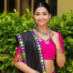 Rani Pink Chaniya Choli with Gota Lace & Black Dupatta