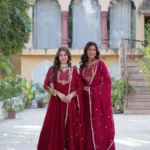 Stunning Faux Georgette Embroidered Gown with Dupatta