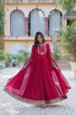 Stunning Faux Georgette Embroidered Gown with Dupatta - Image 7