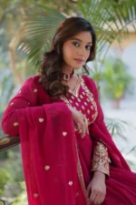 Stunning Faux Georgette Embroidered Gown with Dupatta - Image 4