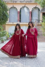 Stunning Faux Georgette Embroidered Gown with Dupatta - Image 2
