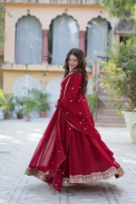 Stunning Faux Georgette Embroidered Gown with Dupatta - Image 16