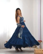 Teal Blue Fox Georgette Anarkali Set – Perfect for Weddings - Image 7