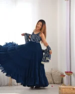 Teal Blue Fox Georgette Anarkali Set – Perfect for Weddings - Image 5
