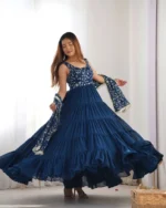 Teal Blue Fox Georgette Anarkali Set – Perfect for Weddings - Image 6