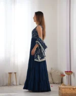 Teal Blue Fox Georgette Anarkali Set – Perfect for Weddings - Image 9