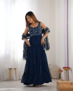 Teal Blue Fox Georgette Anarkali Set – Perfect for Weddings - Image 2