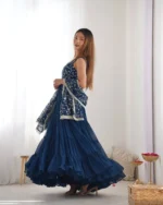 Teal Blue Fox Georgette Anarkali Set – Perfect for Weddings - Image 3