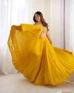 Pure Soft Fox Georgette Haldi Ceremony Lehenga Choli - Image 5