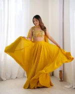 Pure Soft Fox Georgette Haldi Ceremony Lehenga Choli - Image 3