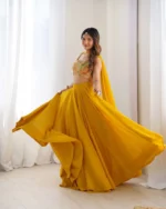 Pure Soft Fox Georgette Haldi Ceremony Lehenga Choli - Image 6