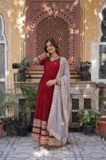Blooming Embroidered Gown with Fancy Dupatta
