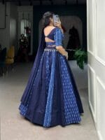 Blue Cotton Chaniya Choli with Cowrie Lace & Purse Set