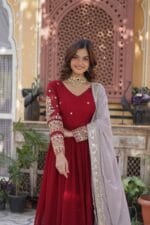 Faux Blooming Embroidered Gown with Fancy Dupatta