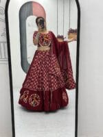 Navratri Cotton Lehenga Choli with Gamthi and Mirror Work