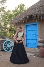 Navratri Reyon Lehenga Choli with black Koti Set