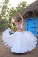 Navratri Reyon Lehenga Choli with white Koti Set