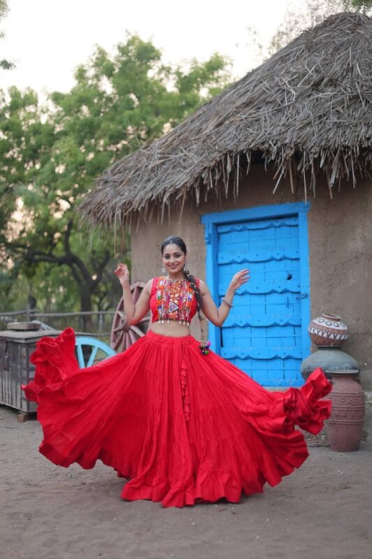 Navratri Special Lehenga Choli with red Koti Set