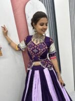 Navratri Special Purple & Mehndi Cotton Chaniya Choli Set - Image 11