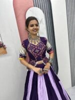 Navratri Special Purple Cotton Chaniya Choli Set