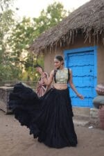 Navratri Special Reyon Lehenga Choli with black Koti Set