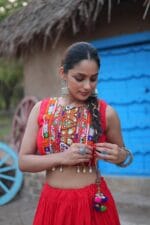 Navratri Special Reyon Lehenga Choli with red Koti