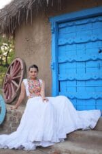 Navratri Special Reyon Lehenga Choli with white Koti