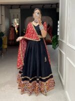 Red & Black Gamthi Work Lehenga Choli