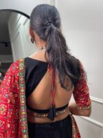 Red & Black Gamthi Work Lehenga Choli Set