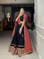 Red & Black Gamthi Work Navratri Lehenga Choli Set