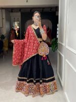 Red & Black Gamthi Work Navratri Lehenga Set
