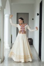 White Cotton Navratri Lehenga Choli