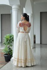 White Cotton Navratri Lehenga Choli with Gota Lace