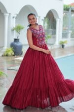 embroidered rayon gown