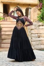 Black Gown with Kutchi Gamthi Work