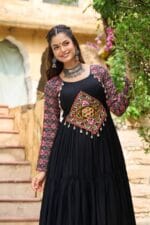 Black Navratri Gown with Gamthi Work