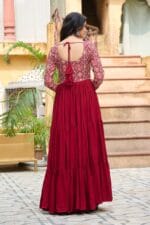 Maroon Navratri Gown Gamthi Work