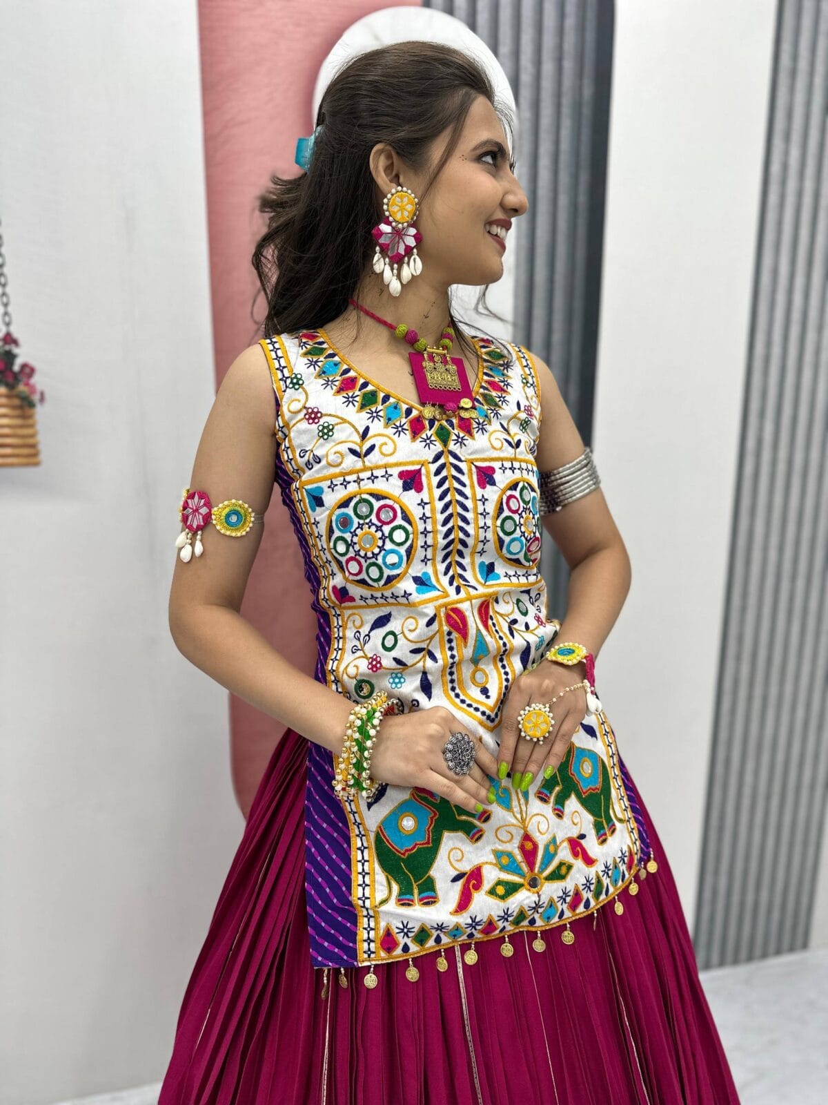 Navratri Lehenga Choli with Gamthi Mirror Work